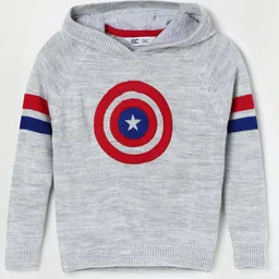 Fame Forever by Lifestyle Boys Grey Melange & Red Captain America Printed Pullover-picture-30
