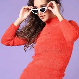 V-Mart Women High Neck Ribbed Pullover-image-23
