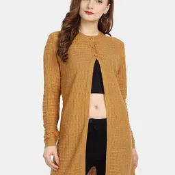 CLAPTON Self Design Woollen Longline Cardigan-picture-38