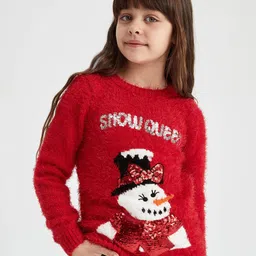 DeFacto Girls Red & White Printed Pullover-picture-42