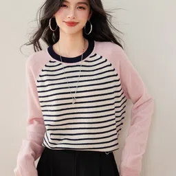 JC Collection Women Striped Pullover-image-3