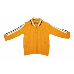 LASNAK Girls Mustard Striped V-Neck Sweater-picture-22