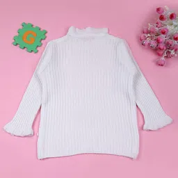 V-Mart Girls Cotton Ribbed Pullover High Neck Sweater image 3