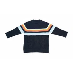 LASNAK Girls Navy Blue & Black Striped Pullover image 5