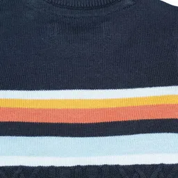 LASNAK Girls Navy Blue & Black Striped Pullover image 3