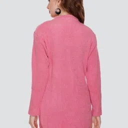 NITSLINE Self Design Round Neck Acrylic Longline Cardigan Sweater image 2