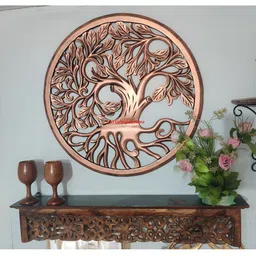 VAS collection home Copper Toned Textured Wooden Wall Hanging-picture-21