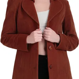 brazo Polyster Solid Coat For Women-picture-19