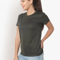 unifringe Women Solid Round Neck Polyester Multicolor T-Shirt image 2