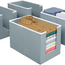 Cotton Wardrobe Organizer for Clothes Kurtis Jeans Top's Trouser T-shirt Saree Cover Storage Basket-image-10