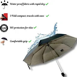 tanira 3 Fold premium compact Black umbrella for Men & Women with UV sun protection Umbrella image 2