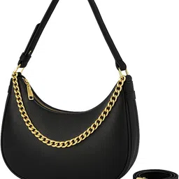 ghuchadu Black Women Hobo Premium PU Hobo Shoulder Bag for Women with Chain Strap image 3