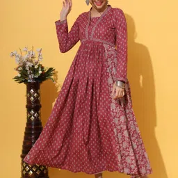 vbuyz Women Floral Print Pure Cotton Anarkali Kurta image 5