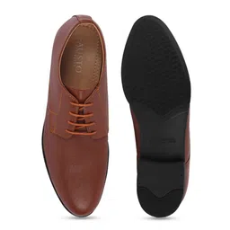 FAUSTO Men Textured Leather Lace-Up Formal Derbys image 3