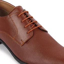 FAUSTO Men Textured Leather Lace-Up Formal Derbys image 4