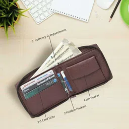 sonrisa Men Casual Brown Artificial Leather Wallet image 4