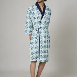 HANDICRAFT PALACE Men Printed Cotton Bath Robe image 3