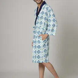 HANDICRAFT PALACE Men Printed Cotton Bath Robe image 5
