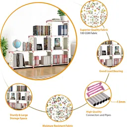 sb07 18 Layer Multipurpose Portable SpaceSaving Cloth/Shoe/Books Shelf Home & Office Metal Open Book Shelf image 3