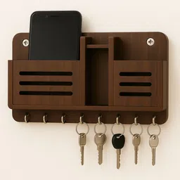 divinecrafted Wall Mounted Multipurpose Organizer | Key & Mobile Holder for Home Wood Key Holder image 1