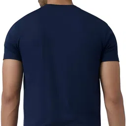 twenty2creation Men Printed Round Neck Cotton Blend Navy Blue T-Shirt image 2