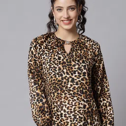 Beatnik Animal Printed Keyhole Neck Top-picture-19