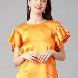 Kotty Flutter Sleeve Satin Top image 1