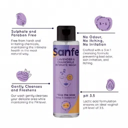 Sanfe Lavender & Chamomile 3-In-1 No Odour Itching & Irritation Natural Intimate Wash image 4