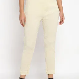 W Women Off White Slim Fit Trousers-picture-26