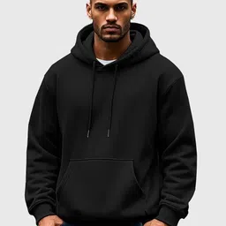 buckbarry Men Solid Hooded Neck Black Sweater-picture-22