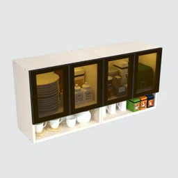 specialitypanels Aluminium Black Profile 4 Brown Tinted Glass handless shutter with Space Organizer in Highland Pine Finish image 4