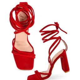 JM Looks Open Toe Comfortable Sole Lace-Ups Block Heeled Gladiators image 3
