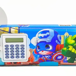 poksi Pencil Box with Calculator and Light| Dual Sharpener| Magnetic Closure | Table lamp Light Art Plastic Pencil Box image 5
