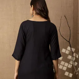 udati kaliya Women Embroidered Viscose Rayon Straight Kurta image 3