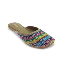 Fulkari Women Embroidered Ethnic Mules Flats-image-26