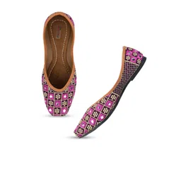 DESI COLOUR Women Purple Ethnic Mojaris Flats-image-19