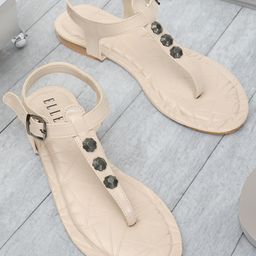 ELLE Open Toe Flats With Ankle Loop-picture-1