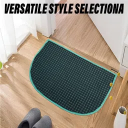 Kuber Industries Maroon & Green 2 Pieces Printed Anti-Skid D-Shaped Doormats image 3