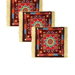 Kuber Industries Maroon & Red 3 Pieces Velvet Prayer Mat image 2