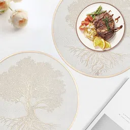 Dakshya Industries Yellow 2-Pieces Round Kitchen Table Placemats image 5