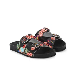 BRISKERS Women Embroidered Two Strap Open Toe Flats image 4