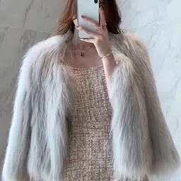 miss mosa by akanksha Alamode By Akanksha Women Grey Tesky Luxury Fur Coats image 1