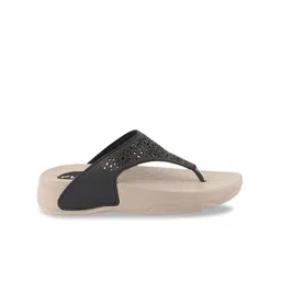 WELCOME Women Black Open Toe Flats With Laser Cuts image 3