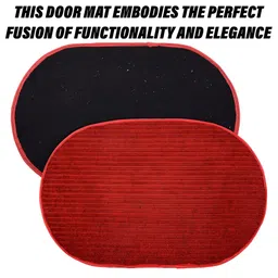 Kuber Industries Red & Grey 3 Pieces Anti-Skid Oval Shaped Doormats image 2