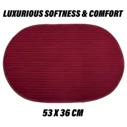 Kuber Industries Maroon & Grey 3 Pieces Striped Anti-Skid Oval Shaped Doormats image 4