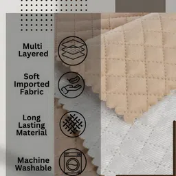 HOMADORN Beige 5 Pieces Quilted Velvet Table Runner With Placemats image 3