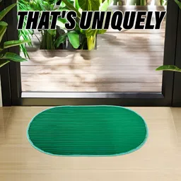 Kuber Industries Green 3 Pieces Striped Anti-Skid Oval Shaped Doormats image 5