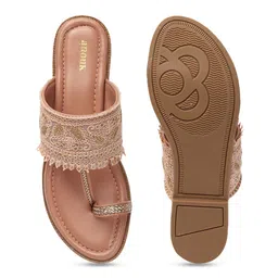 Anouk Pink Ethnic Embellished One Toe Flats image 4