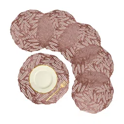 Kuber Industries Copper Toned 6 Pcs Leaf-Design Table Placemats image 5