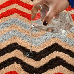 maa home concept MAA ME CONCEPT Beige & Red Zig Zag Design Microfiber Bath Rug image 5